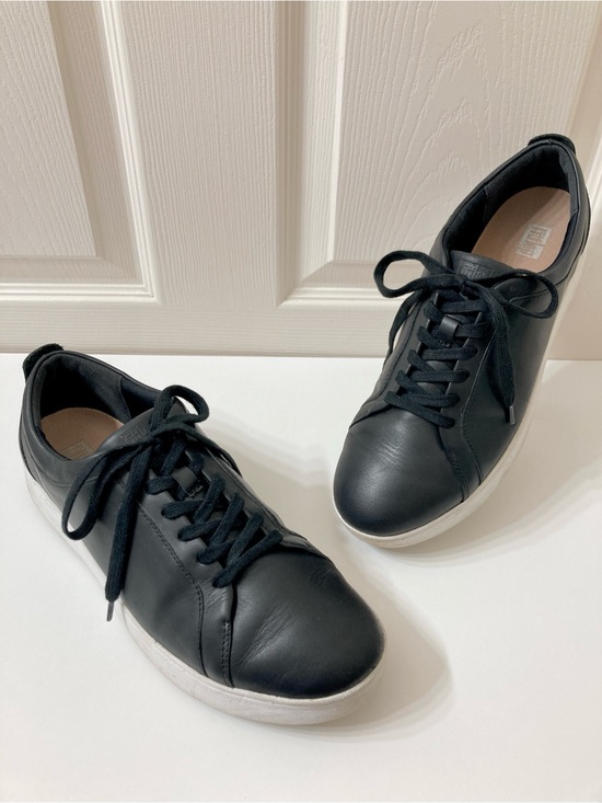 Fitflop Shoes - FitFlop Women’s Rally Lace Up Black Leather Sneakers 10 Athleisure Sporty Preppy